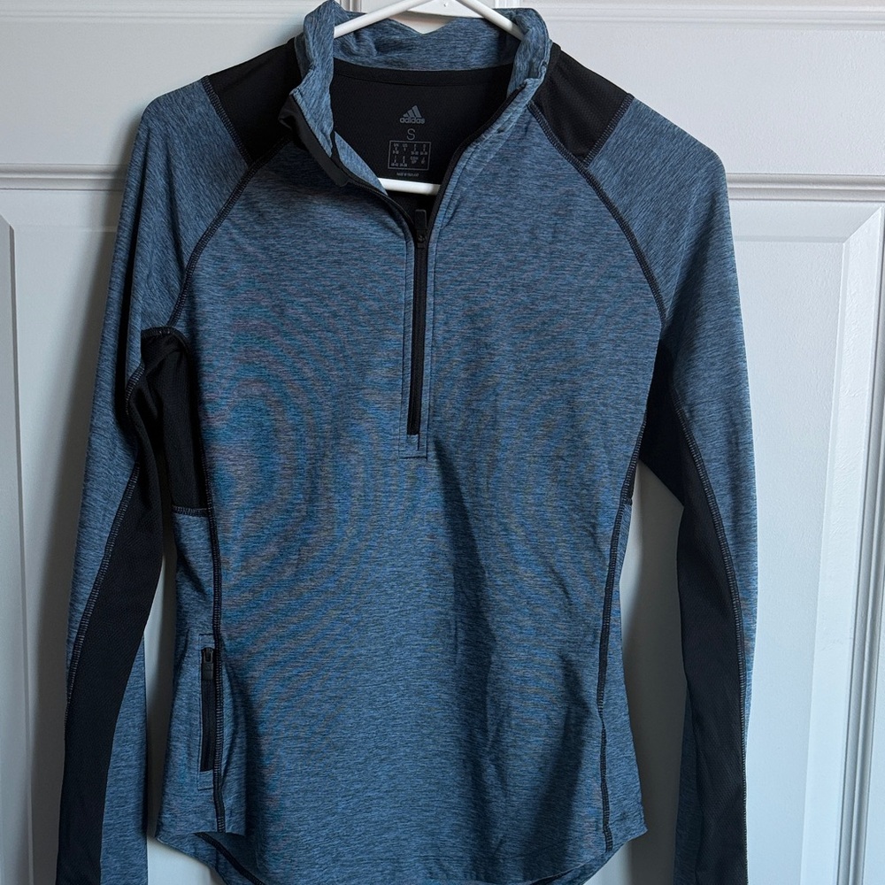 Adidas Heathered Blue and Black Pullover